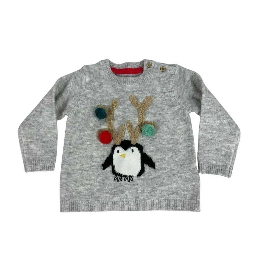 Marks & Spencer Grey Marl Reindeer Sweater U.S. size 24 Months